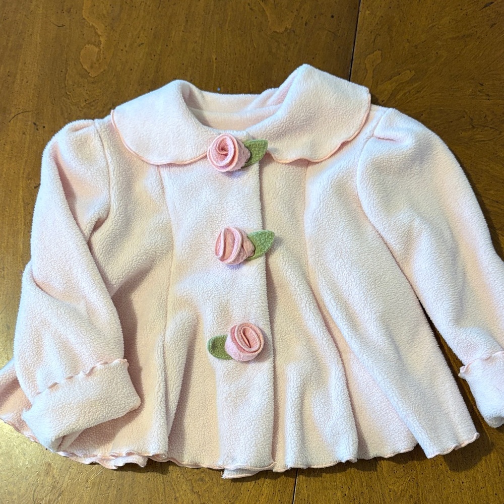 Soft Pink Rose Trim Fleece Jacket - Mack & Co